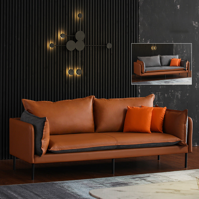 Nordic Style Leather Sofa Square Tufted Sofa for Living Room