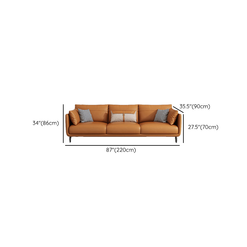 Mid Century Modern Orange Pillows Pillow Top Arm Genuine Leather Seating