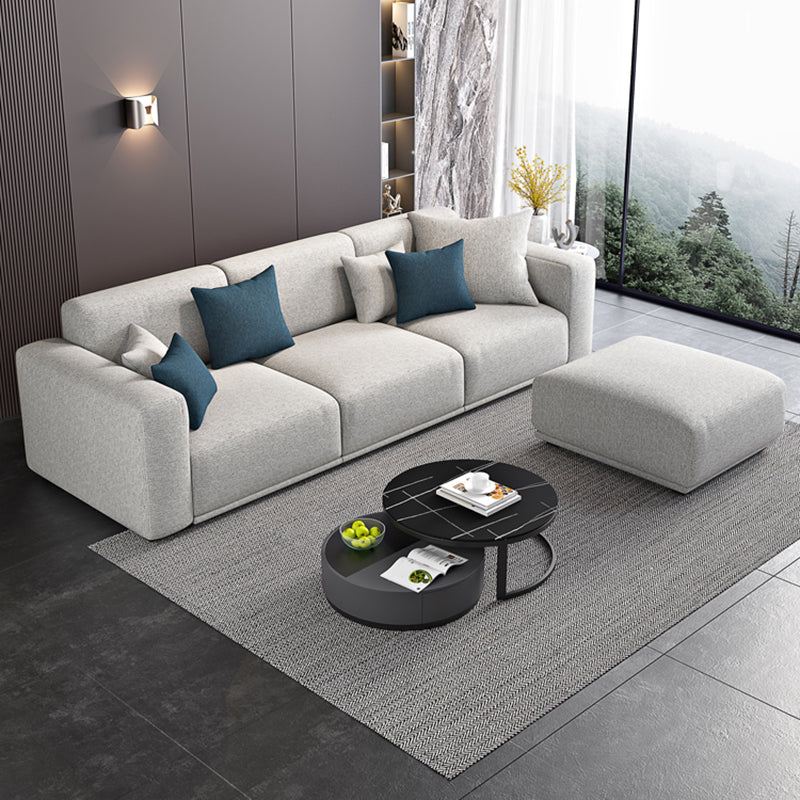 Contemporary Loose Back Seating Pillow Top Arm Beige Sofa for Apartment