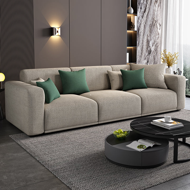 Contemporary Loose Back Seating Pillow Top Arm Beige Sofa for Apartment