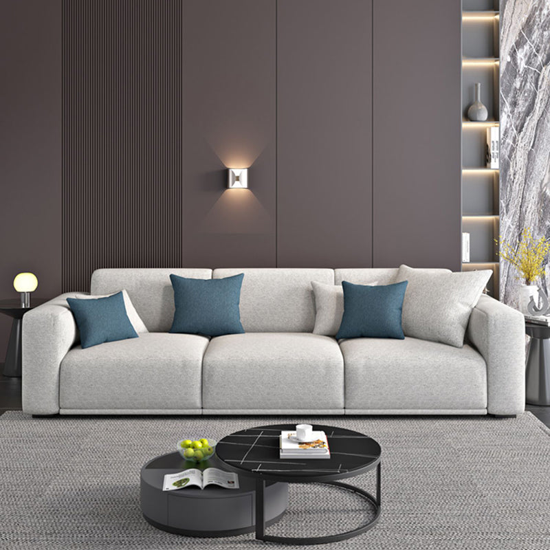 Contemporary Loose Back Seating Pillow Top Arm Beige Sofa for Apartment