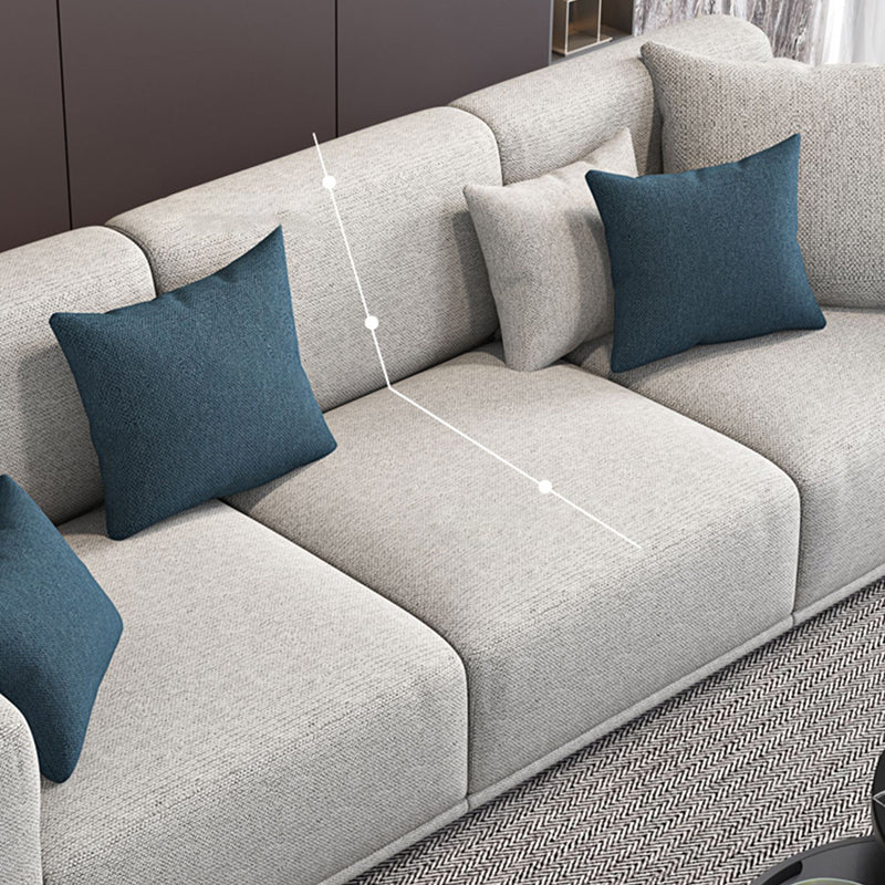 Contemporary Loose Back Seating Pillow Top Arm Beige Sofa for Apartment