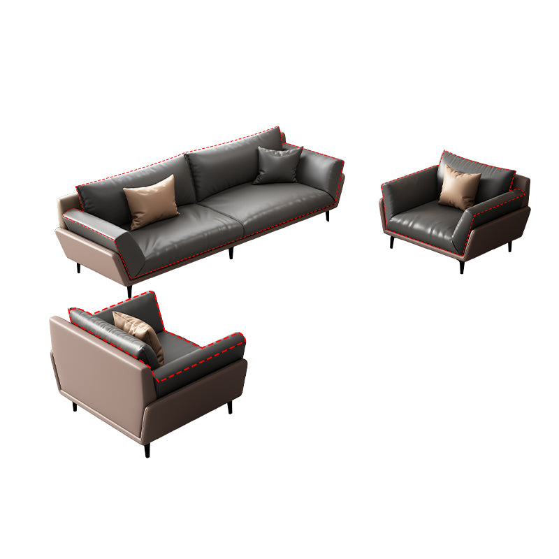 Black Faux Leather Flared Arm Chesterfield Sofa Industrial Style Seating