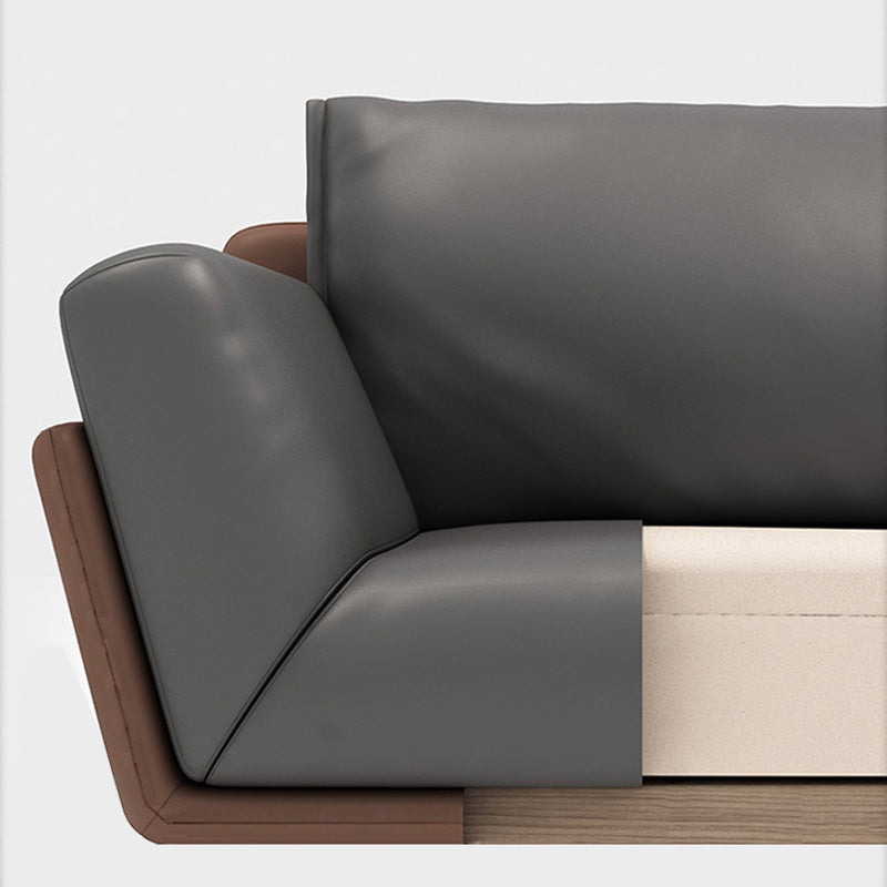 Black Faux Leather Flared Arm Chesterfield Sofa Industrial Style Seating