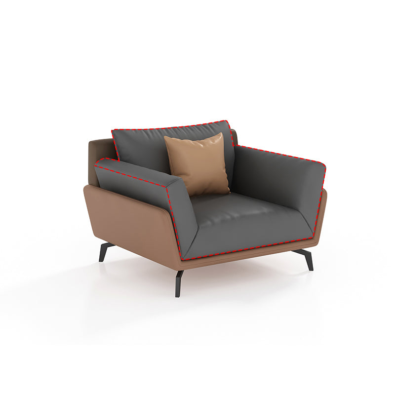 Black Faux Leather Flared Arm Chesterfield Sofa Industrial Style Seating