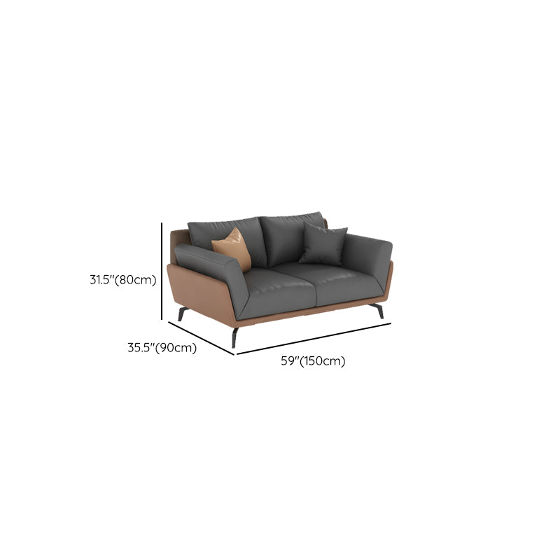 Black Faux Leather Flared Arm Chesterfield Sofa Industrial Style Seating