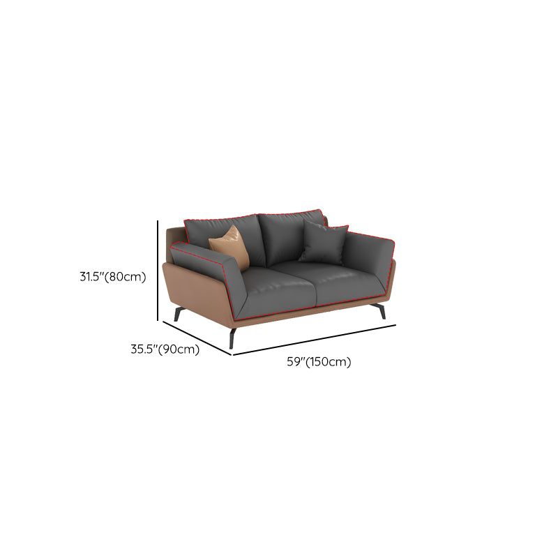 Black Faux Leather Flared Arm Chesterfield Sofa Industrial Style Seating