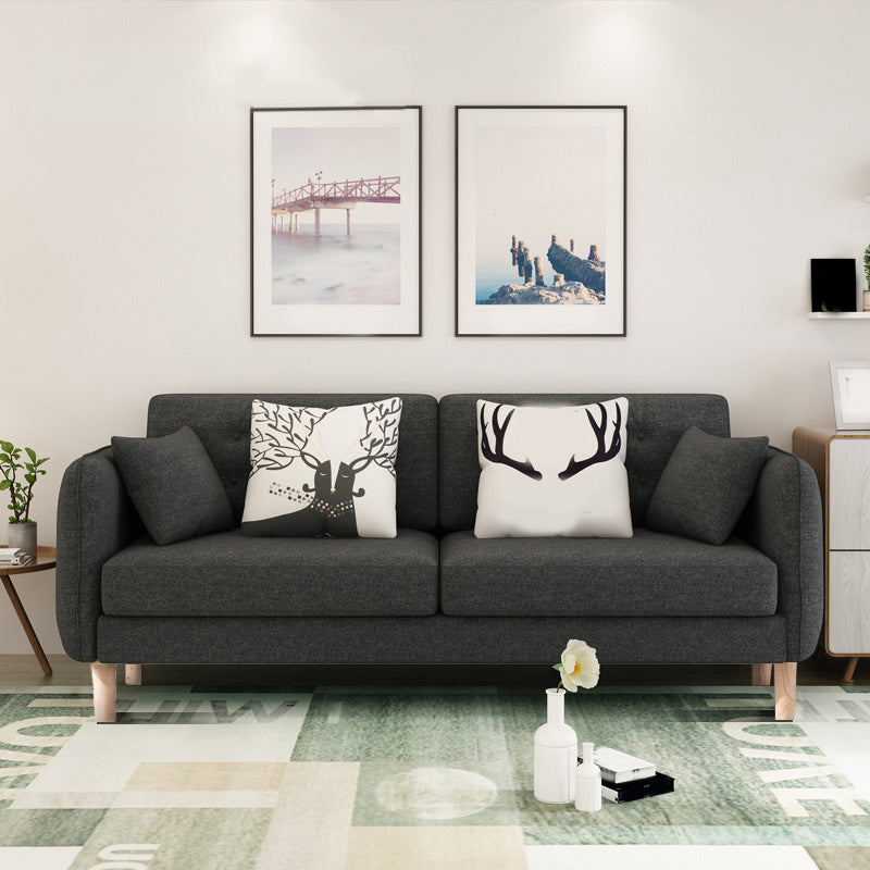 Linen Chesterfield Sofa Living Room Loose Back with 4 Legs Seating