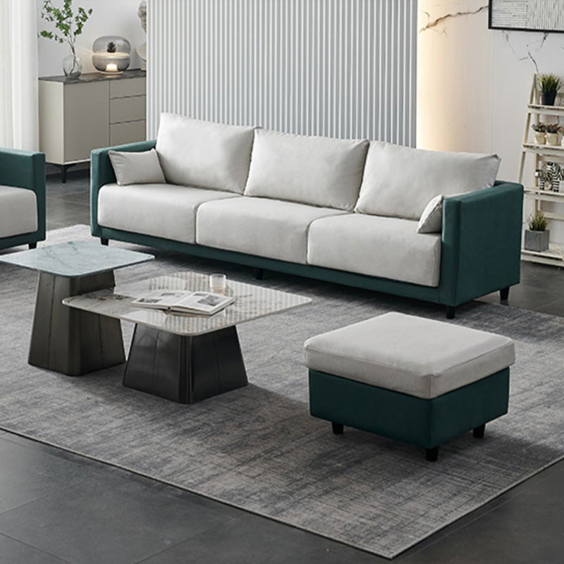 Mid-Century Modern Faux Leather Loose Back Seating Hair Pin Legs Sofa for Living Room