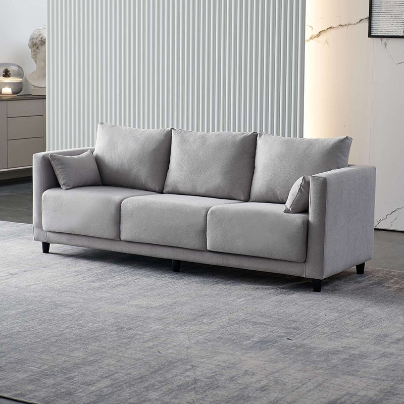 Mid-Century Modern Faux Leather Loose Back Seating Hair Pin Legs Sofa for Living Room