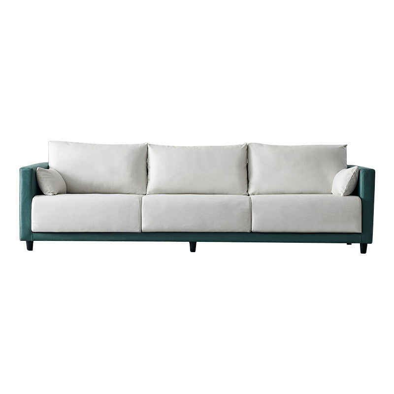Mid-Century Modern Faux Leather Loose Back Seating Hair Pin Legs Sofa for Living Room