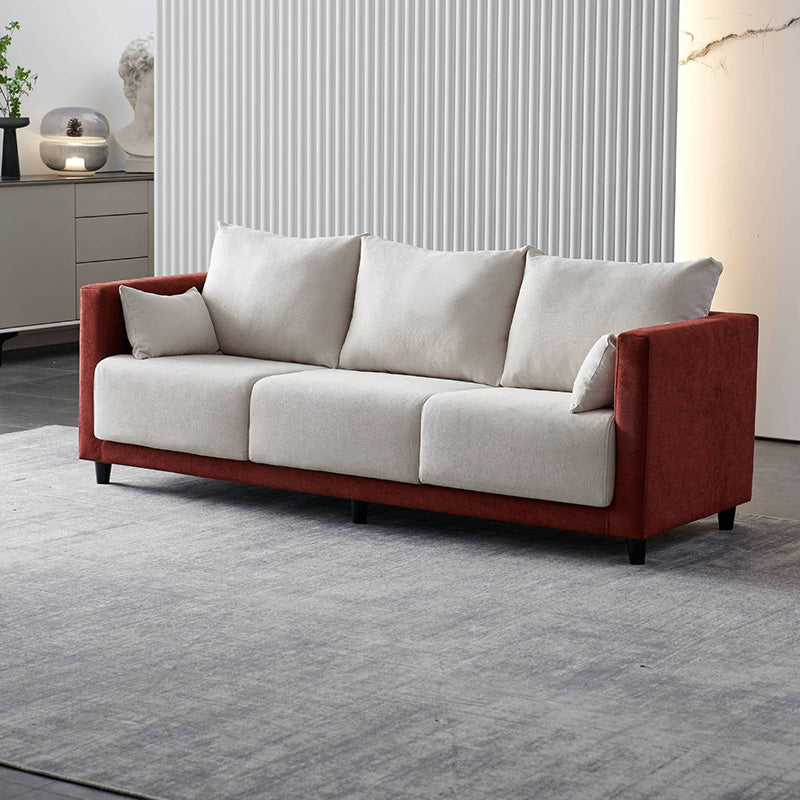 Mid-Century Modern Faux Leather Loose Back Seating Hair Pin Legs Sofa for Living Room