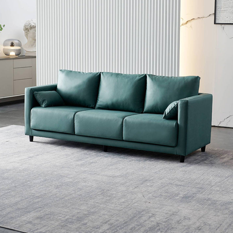 Mid-Century Modern Faux Leather Loose Back Seating Hair Pin Legs Sofa for Living Room