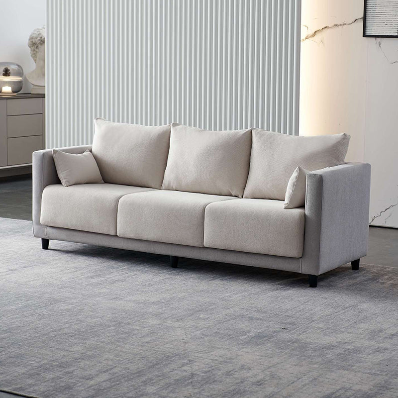 Mid-Century Modern Faux Leather Loose Back Seating Hair Pin Legs Sofa for Living Room