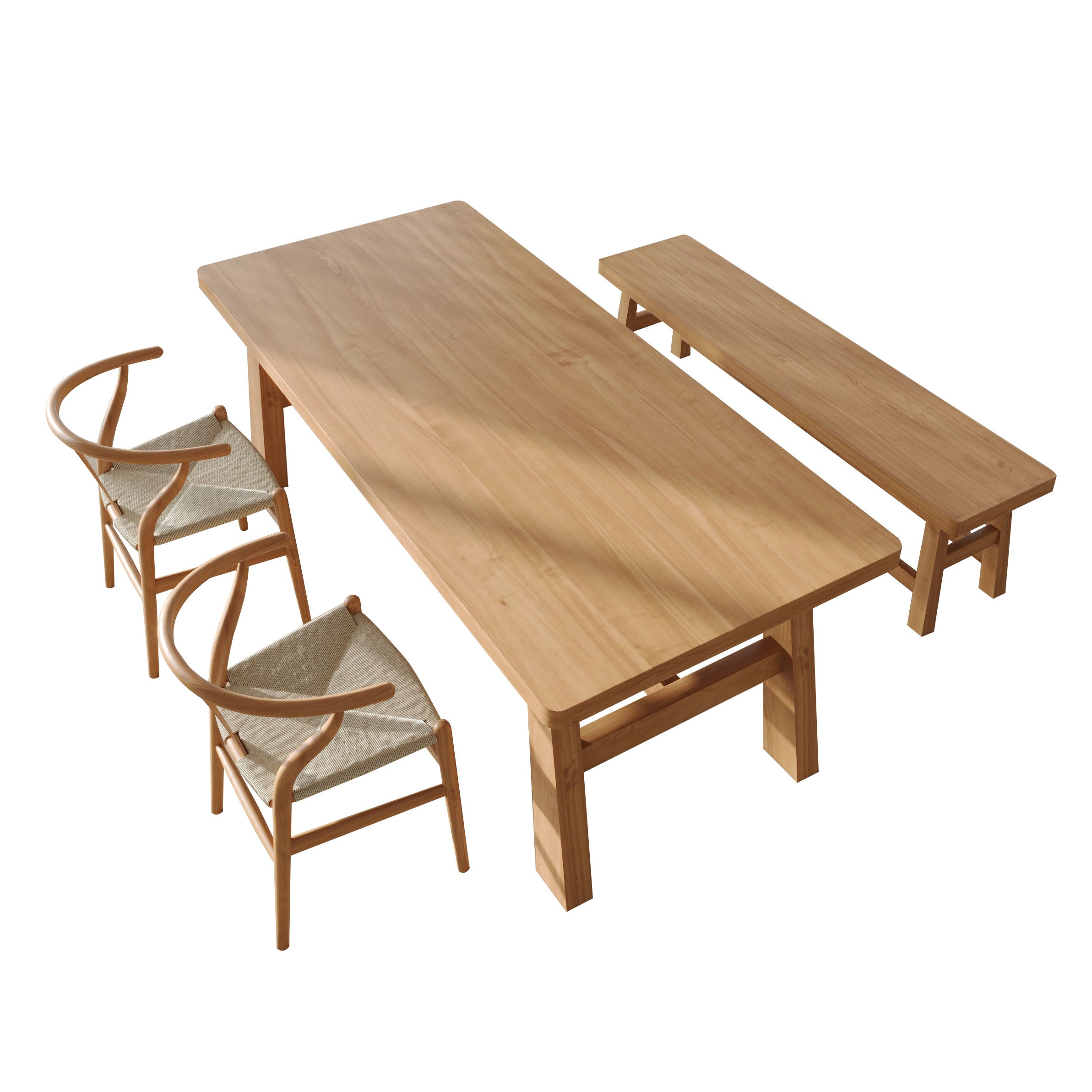Modern Rectangle Pine Wood Dining Table 1/3 Pieces Dining Set for Dining Room