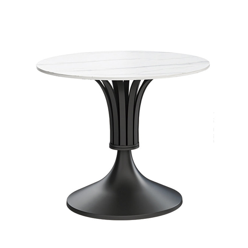 Metal Glam Dining Set with Padded Chairs 1/2/3/5 Pcs White Stone Dining Table Set