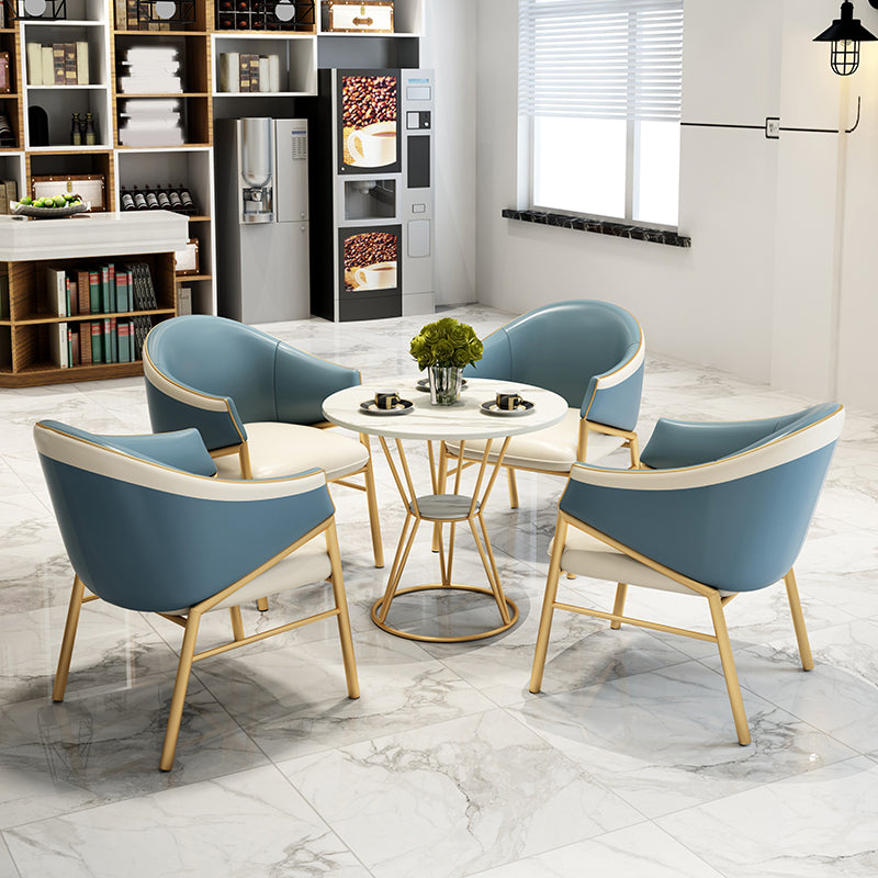 Contemporary Round Dining Table Set 1/2/5 Pcs Stone Top Dinette Set for Home