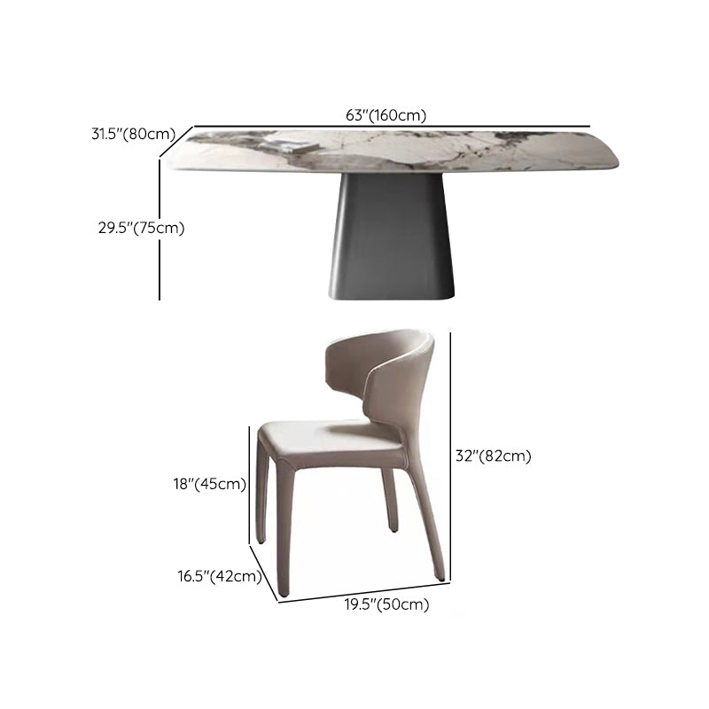 Rectangular Dining Table Set 1/4/7 Pcs Stone Dinette Set for Kitchen
