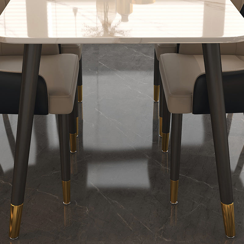 Glossy White Dining Table Set 1/5/7 Pieces Glam Dinette Set for Kitchen