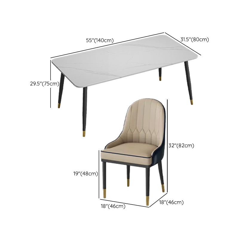 Glossy White Dining Table Set 1/5/7 Pieces Glam Dinette Set for Kitchen