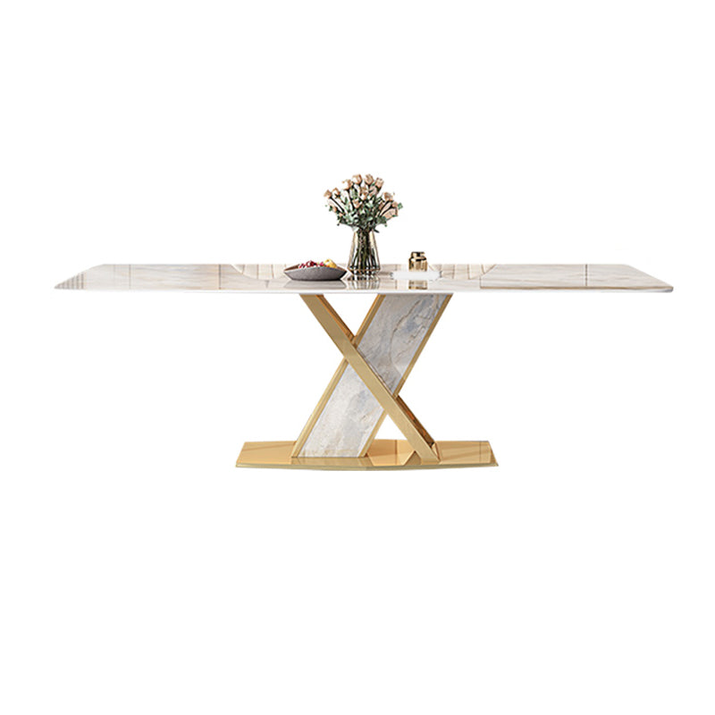 Glossy Gray Stone Dining Table Set 1/4/5/7 Pcs Glam Dinette Set with Leather Chairs