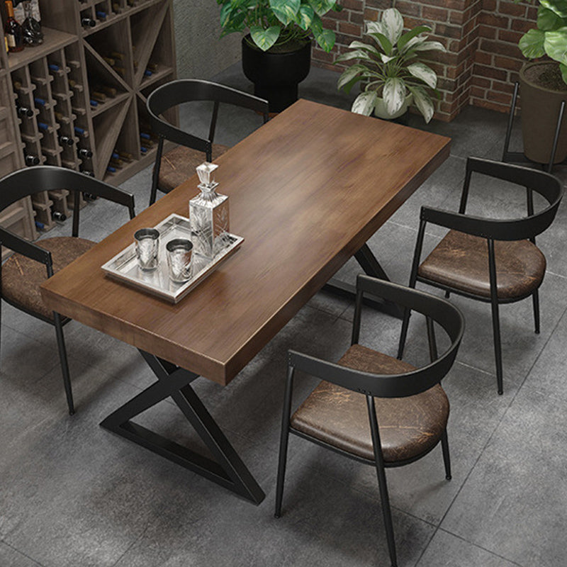 Industrial Dinner Room Dining Table Pine Solid Wood Rectangle Dining Table
