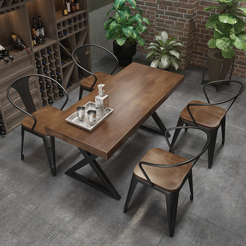 Industrial Dinner Room Dining Table Pine Solid Wood Rectangle Dining Table