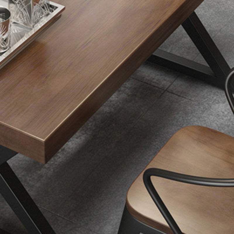 Industrial Dinner Room Dining Table Pine Solid Wood Rectangle Dining Table