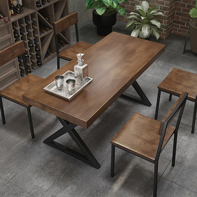 Industrial Dinner Room Dining Table Pine Solid Wood Rectangle Dining Table
