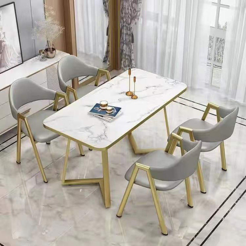 Dinner Room Dining Table Kitchen Luxury Stone Metal Base Dining Table