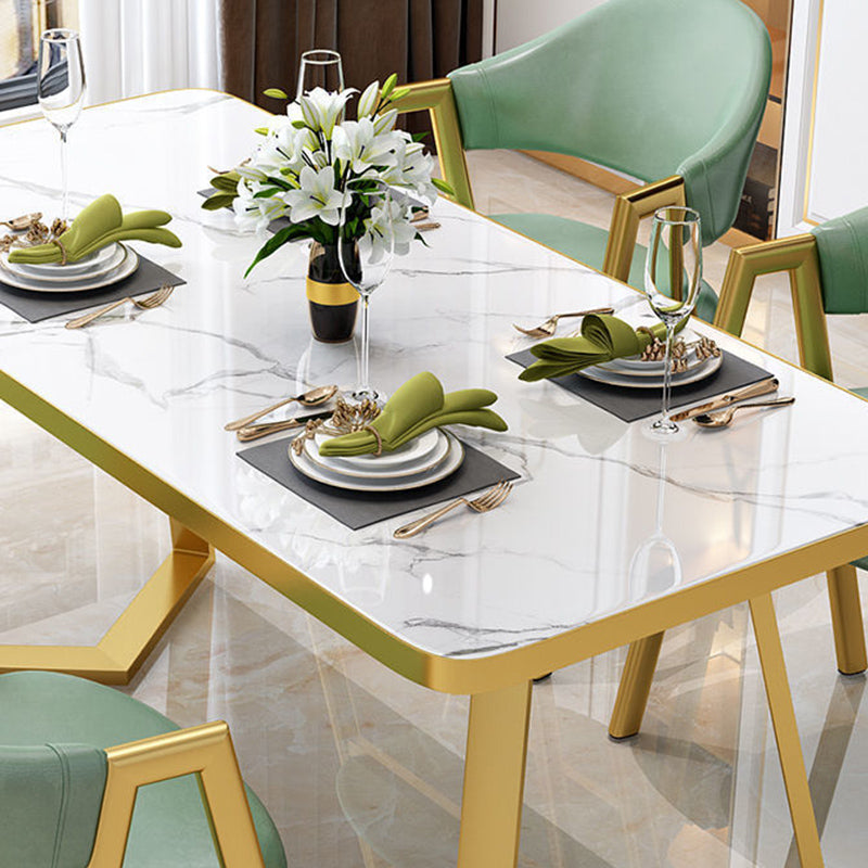 Dinner Room Dining Table Kitchen Luxury Stone Metal Base Dining Table