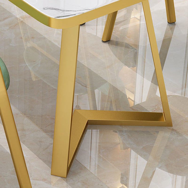 Dinner Room Dining Table Kitchen Luxury Stone Metal Base Dining Table