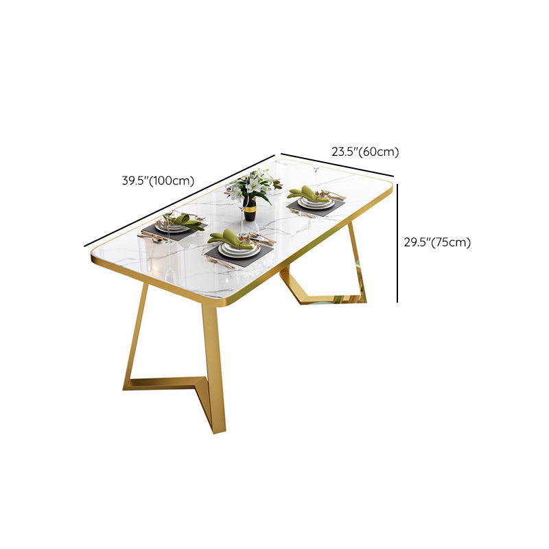 Dinner Room Dining Table Kitchen Luxury Stone Metal Base Dining Table