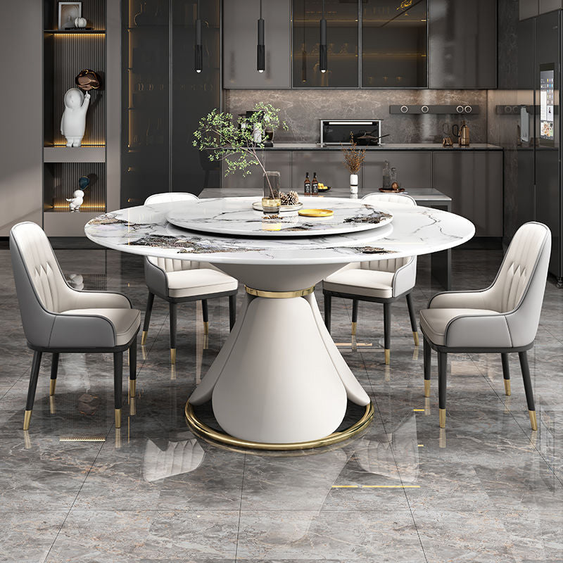 Round Sintered Stone Dining Table Convertible Dining Table for Kitchen