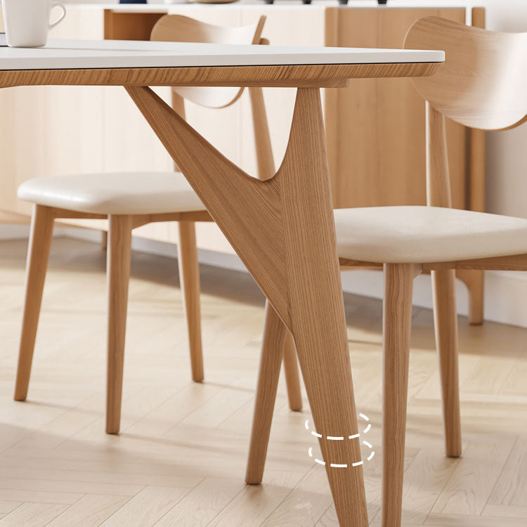 White Stone Top Dining Table Glam Style 4 Legs Dining Table for Dining Room