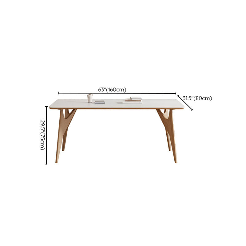 White Stone Top Dining Table Glam Style 4 Legs Dining Table for Dining Room