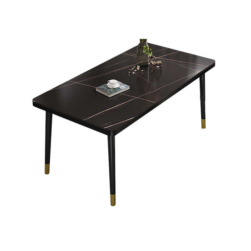 Glam Style Rectangle Dining Table Stone Top Dining Table for Dining Room