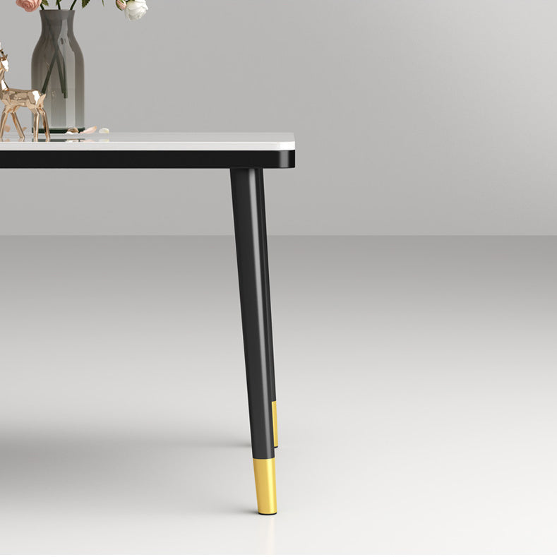 Glam Style Rectangle Dining Table Stone Top Dining Table for Dining Room