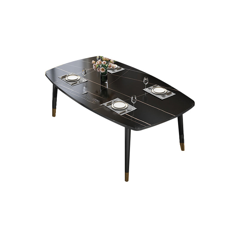 Glam Style Rectangle Dining Table Stone Top Dining Table with 4 Legs