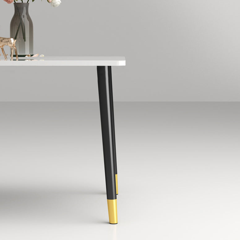 Glam Style Rectangle Dining Table Stone Top Dining Table with 4 Legs