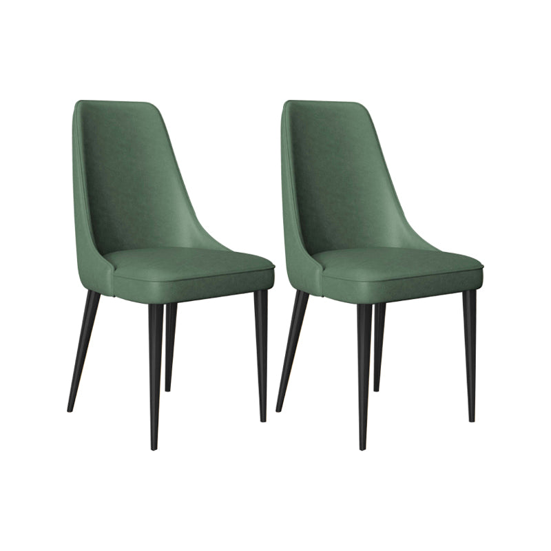 Faux Leather Side Chair Glam Parsons Dining Chair with Gold Legs