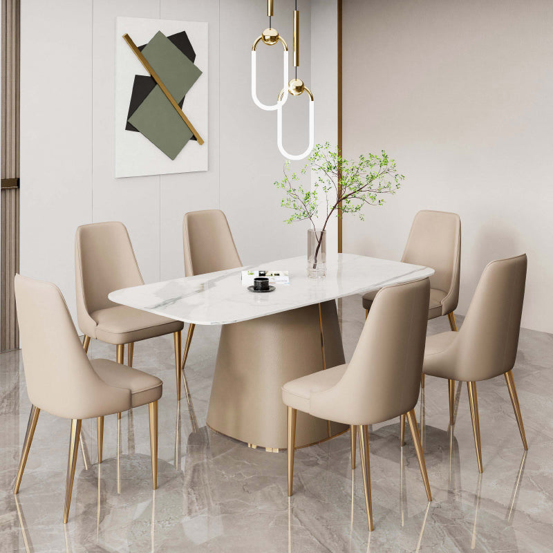 Faux Leather Side Chair Glam Parsons Dining Chair with Gold Legs