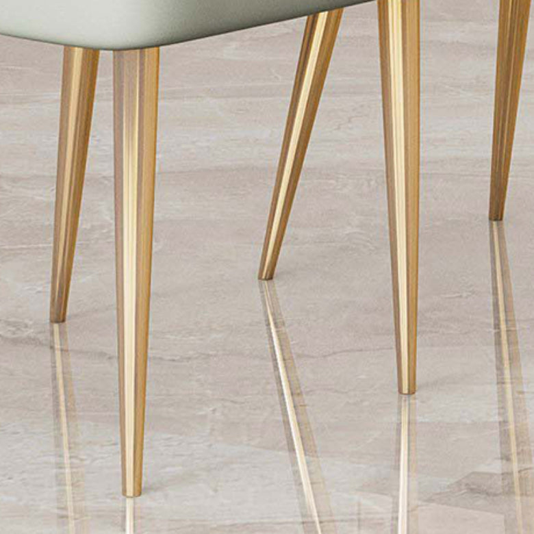 Faux Leather Side Chair Glam Parsons Dining Chair with Gold Legs