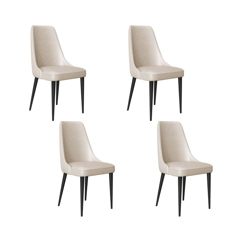 Faux Leather Side Chair Glam Parsons Dining Chair with Gold Legs