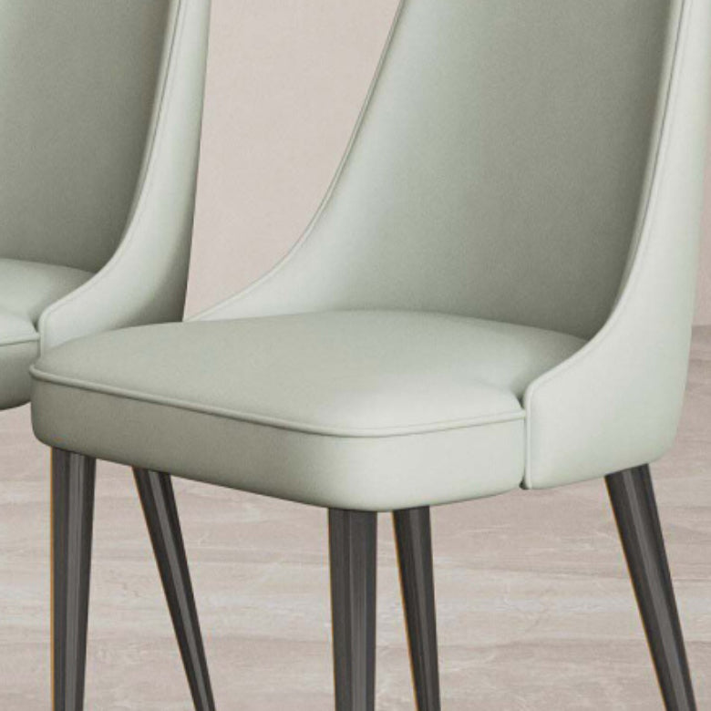 Faux Leather Side Chair Glam Parsons Dining Chair with Gold Legs