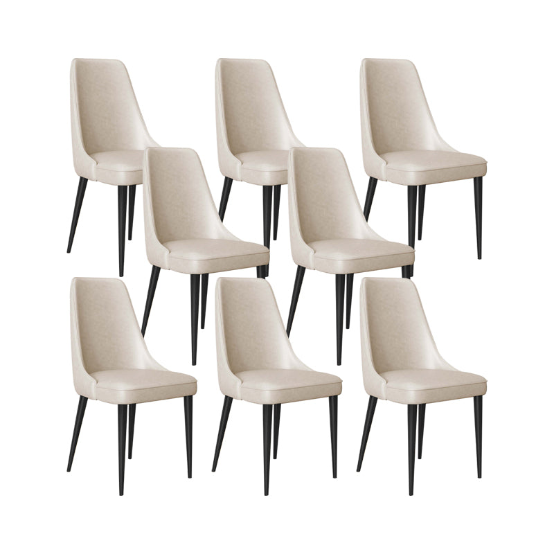 Faux Leather Side Chair Glam Parsons Dining Chair with Gold Legs