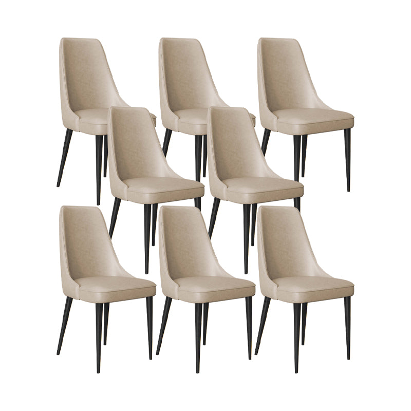 Faux Leather Side Chair Glam Parsons Dining Chair with Gold Legs