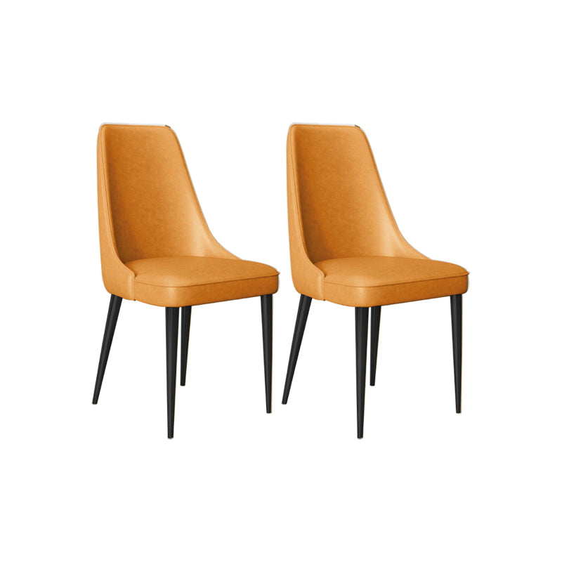 Faux Leather Side Chair Glam Parsons Dining Chair with Gold Legs