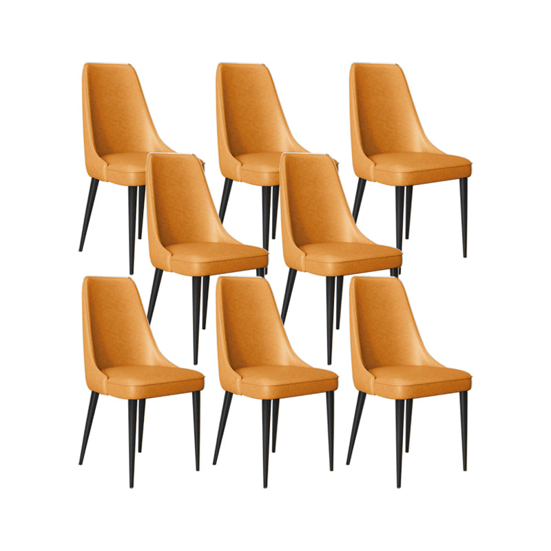 Faux Leather Side Chair Glam Parsons Dining Chair with Gold Legs