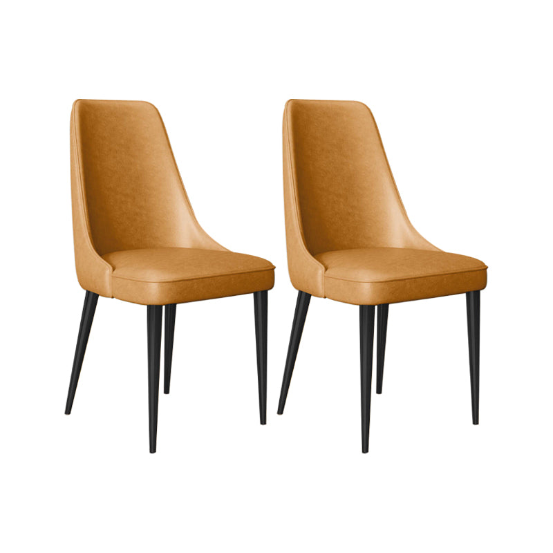 Faux Leather Side Chair Glam Parsons Dining Chair with Gold Legs